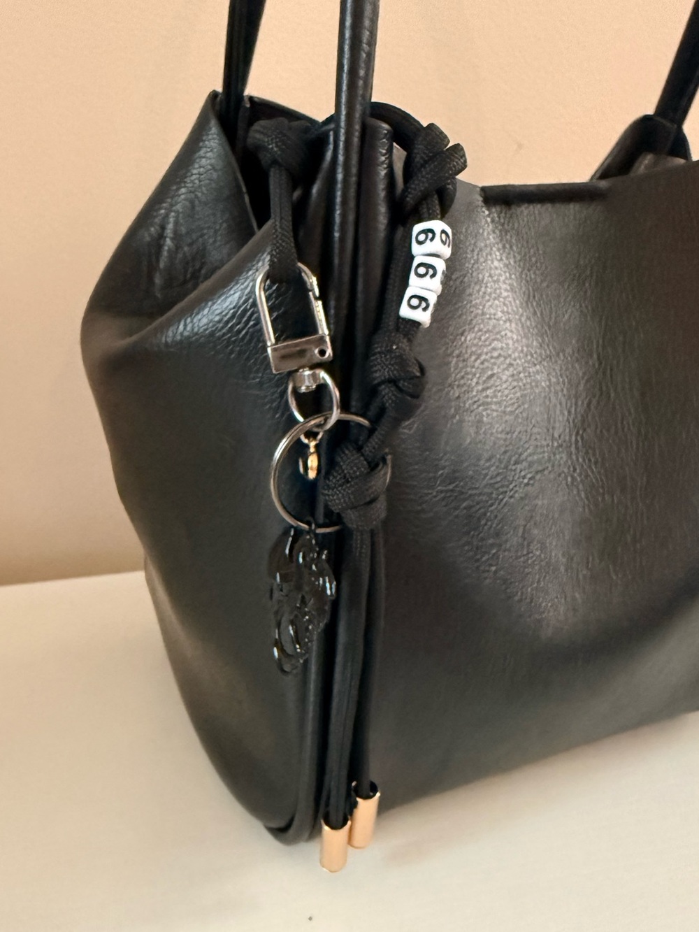 NEW 666 Angel Number Black Evil Eye Dragon Gun Metal bag charm